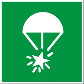 Noodsignaal parachute sticker - ISO 7010 - E049 100 x 100 mm