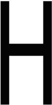 Letter 'H' sticker zwart 70 mm