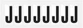 Letter stickers alfabet - 20 kaarten - zwart wit teksthoogte 50 mm Letter J