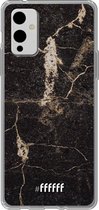 6F hoesje - geschikt voor OnePlus 9 -  Transparant TPU Case - Dark Golden Marble #ffffff