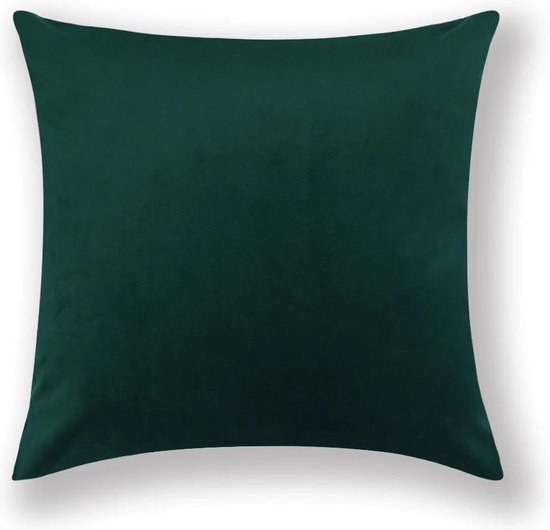 Kussenhoes Velvet Donkergroen - Kussenhoes - 45x45 cm - Sierkussen - Polyester - Fluweel