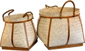 Nusa Originals - Mandenset Bali Bamboe Wit - Set van 2 - Handgemaakt & Duurzaam - Diameters 45 en 30cm