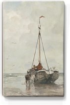 Jacob Maris - Bomschuit op het Scheveningse strand - 19,5 x 30 cm - Niet van echt te onderscheiden schilderijtje op hout - Mooier dan een print op canvas - Laqueprint.