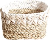 Pole to Pole - Schelpenmandje - Wit - Handgemaakt - L17 cm x B17 cm x H10 cm - Maat medium
