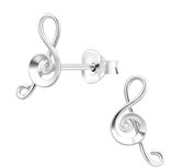 Joy|S - Zilveren muzieksleutel oorbellen 7 x 12 mm - G sleutel - muziek