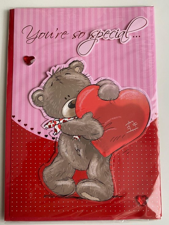 Carte de voeux XXL Saint-Valentin / anniversaire - Rouge avec des coeurs -  Je t'aime