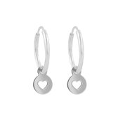 Oorringen munt en hartje | Oorbellen 925 zilver | 11 mm