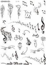 Temporary tattoo | tijdelijke tattoo | fake tattoo | objecten - melodie | 150 x 210 mm