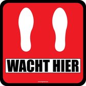 Vloersticker 'Wacht hier', rood, 300 mm