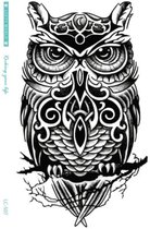 Temporary tattoo | tijdelijke tattoo | fake tattoo | uil - owl | 150 x 210 mm