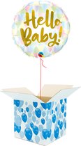 Helium Ballon Hart gevuld met helium - Geboorte - Cadeauverpakking - Hello Baby! - Folieballon - Helium ballonnen geboorte