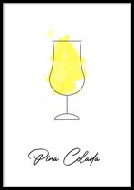 Poster Pina Colada - 30x40 cm Met Fotolijst - Cocktail Poster - Ingelijst - WALLLL