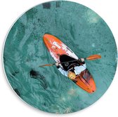 Forex Wandcirkel - Bovenaanzicht van Oranje Kano - 30x30cm Foto op Wandcirkel (met ophangsysteem)
