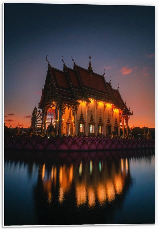 Forex - Wat Plai Laem Tempel in Thailand - 40x60cm Foto op Forex