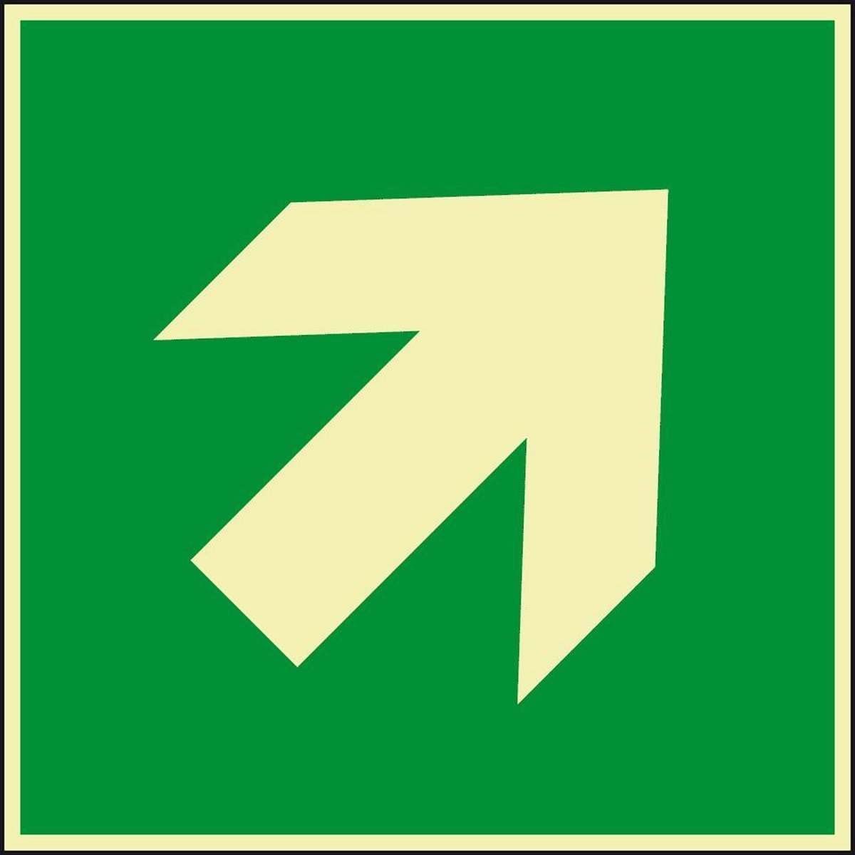 Extra lichtgevend nooduitgang bord richtingspijl schuin - aluminium 300 x 300 mm
