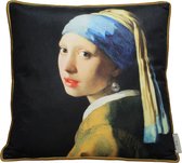 Sierkussen "Lady pearl" meisje met de parel van Vermeer 45x45cm