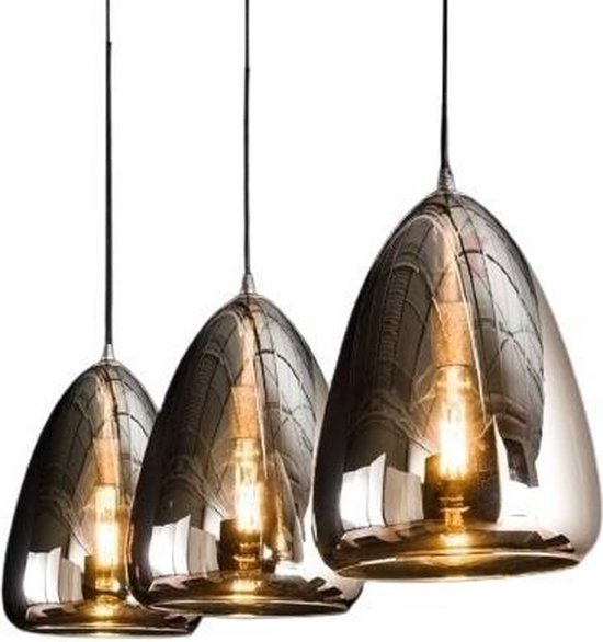 instant Wiegen span Hanglamp Pearl Zilver Chroom Glas 3 Lichts | bol.com