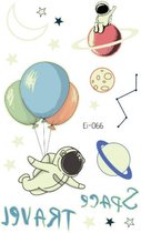 Temporary tattoo | tijdelijke tattoo | fake tattoo | glow in the dark - astronaut cartoon | 6 x 10.5 cm