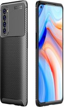 Oppo Reno 4 Pro 4G Hoesje TPU Carbon Fiber Zwart