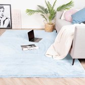 Zacht Hoogpolig vloerkleed - Comfy Lichtblauw 80x150cm