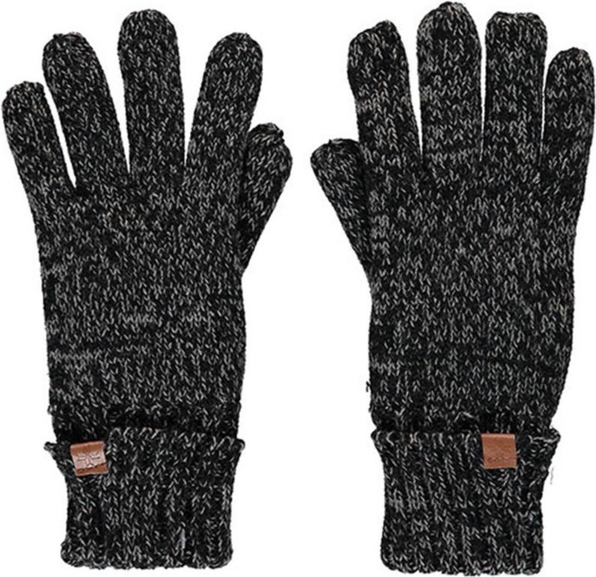Donkergrijs gemeleerde gebreide handschoenen voor kinderen - One size - Warme fleece voering handschoenen voor jongens/meisjes
