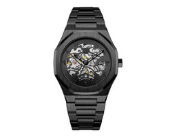 BUGOLINI® VENIVIDI STAAL - 44mm Automatische Luxe Stalen Horloge - Mechanische Horloge RVS - Nacht Zwart
