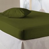 Dekbeddenwereld- hoeslaken- jersey- stretch-1 persoons- 90x200+30cm- geschikt voor boxspring- groen