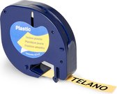 TELANO® Plastic Labels 91202 voor Dymo LetraTag Labelprinter - Zwart op Geel - 12 mm x 4 m – S0721620 Labeltape - 1 stuks