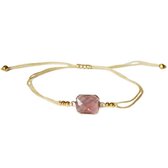 Gevlochten Armband - Kristal glas - Roze Goud Beige - Lieve Jewels