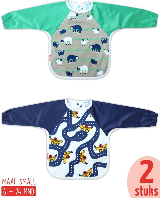 KliederZ slab met mouwen set 2 stuks - Luiaard & Bananas mouwslab baby - Jongens 8 - 24 mnd LB12 van KliederZ — afbeelding 3