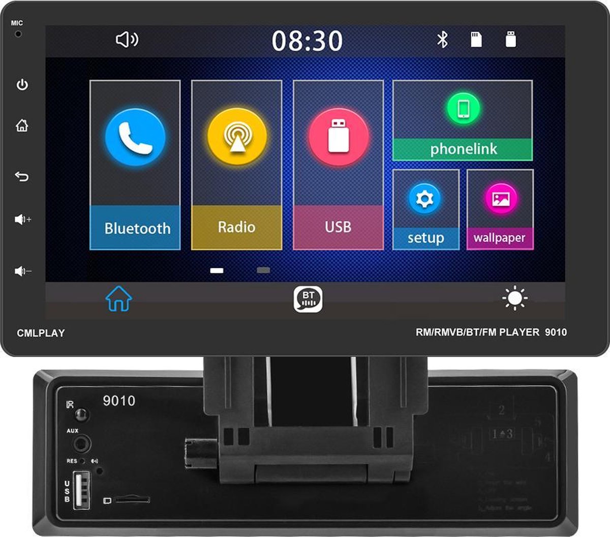 Boscer® 1Din Autoradio | Apple Carplay | 9' HD verstelbaar scherm | USB, Aux, Bluetooth|Achteruitrijcamera