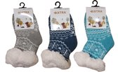 Bixtra - Baby Warmte Huissokken met Antislip Grijs Donkerblauw Lichtblauw - 12 tot 24 maanden