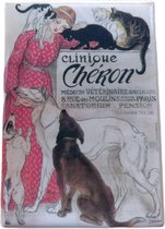 Koelkast magneet  Affiche Clinique Cheron met poezen en honden, affiche dierenkliniek Parijs