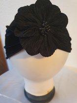 Tulband Baby Velvet Bloem Zwart Mutsje