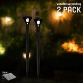 LED tuinverlichting op zonne-energie met bewegingssensor en lichtsensor - 2 x buitenlamp 62 cm