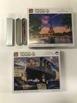King - Legpuzzels volwassenen 1000 stukjes Eiffel Toren At The Seine, France + Titanic Movie Edition 1000 stukjes | 68 x 49 cm | inclusief unieke en praktische rode, blauw schrijve