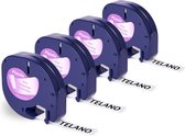 Telano® 4 étiquettes en plastique Dymo Compatible 12267 pour imprimante d'étiquettes Dymo LetraTag - Zwart sur transparent - 12 mm x 4 m - S0721530 Bande d'étiquettes