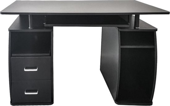 Bureau - computertafel computerbureau - veel opbergruimte 120 cm breed - zwart bol.com