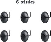 6x Ophanghaakjes zelfklevend zwart - Plakhaakjes - Plakhaak - Plakhaken