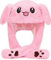 Lapin Chapeau - Peluche Chapeau De Lapin - Bunny Casquette - Cute Animal Hat - Accessoire Avec Les Oreilles Surgissent - Rose