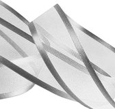 Organza Lint Satijnrand 22mm (2,2cm) | Zilver | Organza Satijnlint | Luxe Kwaliteit | Kerst Lint | Cadeau lint | Rol van 22,85 Meter