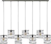 Industriële hanglamp met 7 cilindrische spiraalvormige kappen 7xØ20 cm in steenkoolkleurig metaal