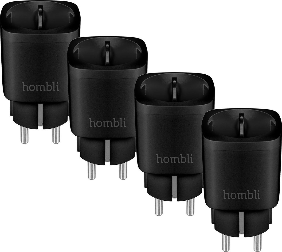 4x Hombli Slimme Stekker – WiFi – Energiemeter via mobiele app - Zwart