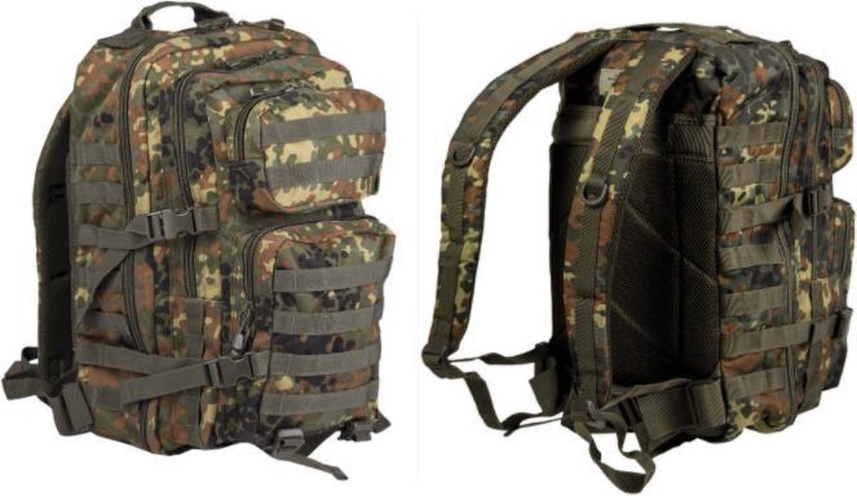 Mil-Tec US Assault Molle Backpack - Rugzak - 36 Liter - Flecktarn Camo