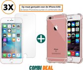 iphone 6s anti shock hoes | iPhone 6S A1633 siliconen case | iPhone 6S anti shock case transparant | beschermhoes iphone 6s apple | iPhone 6S hoes cover hoes + 3x iPhone 6S gehard