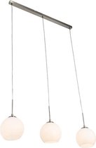 QAZQA eloy - Hanglamp eettafel - 3 lichts - L 110 cm - Staal