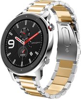 Stalen Smartwatch bandje - Geschikt voor  Xiaomi Amazfit GTR stalen band - zilver/goud - 47mm - Horlogeband / Polsband / Armband