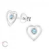 Aramat jewels ® - Zilveren oorbellen hart aqua swarovski elements kristal