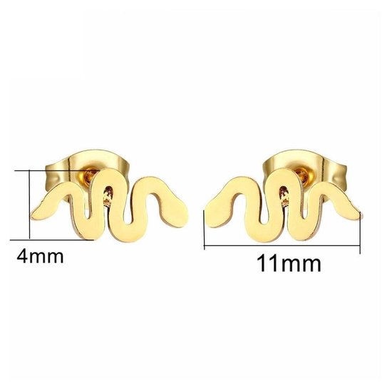 Aramat jewels ® - Zweerknopjes oorbellen slang goudkleurig chirurgisch staal 11mm
