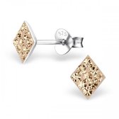 Aramat jewels ® - 925 sterling zilveren oorbellen ruit strass perzik